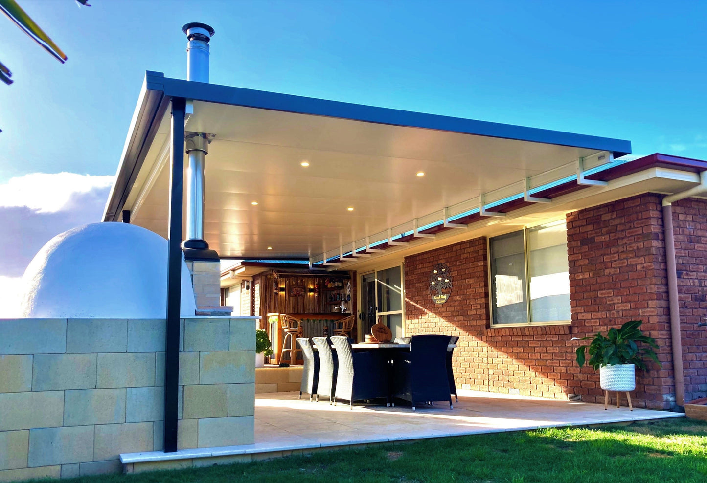 SmartKits Australia Attached, Flat Patio Roof- 8m (L) x 6m (W).