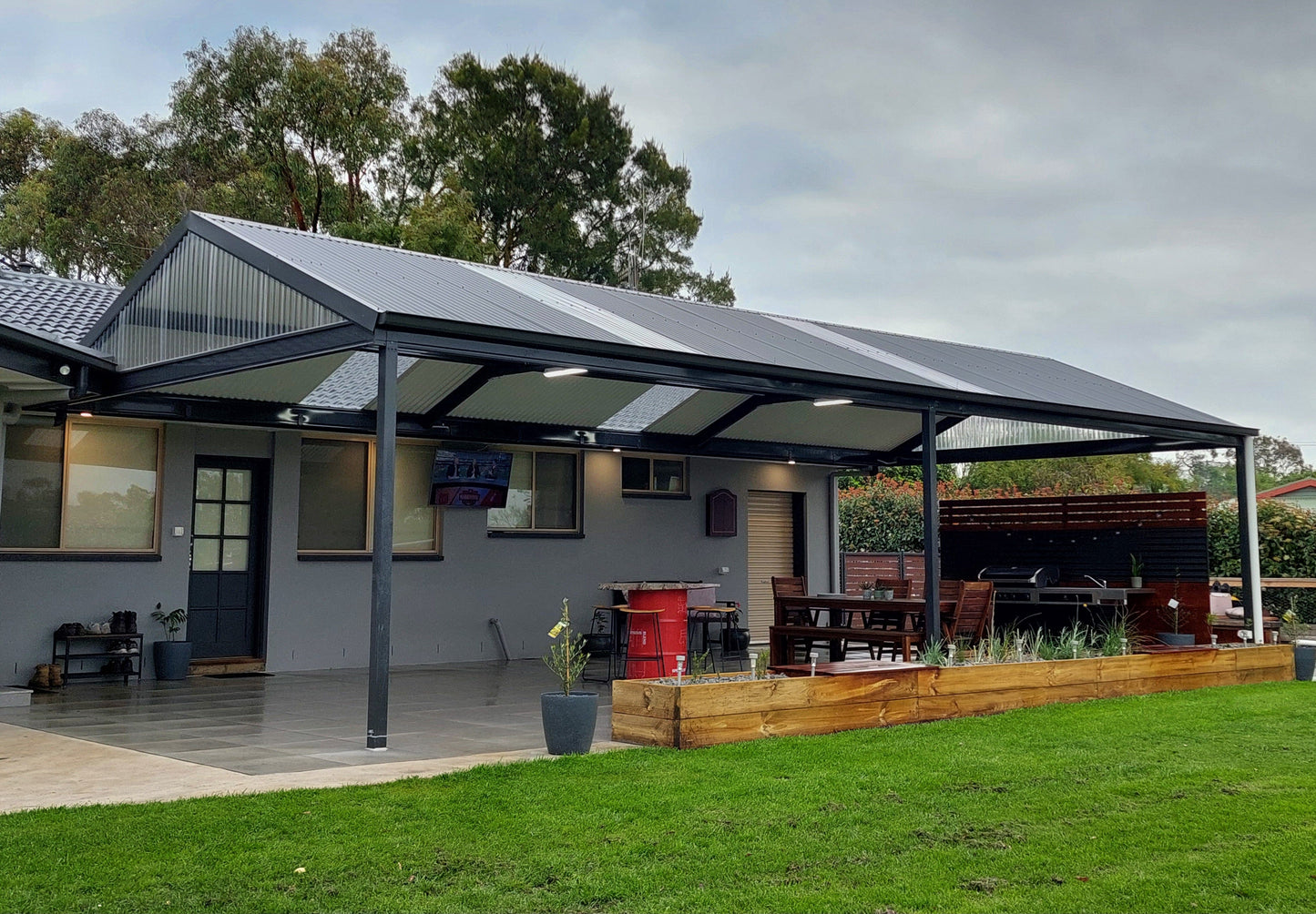 SmartKits Australia Attached, Gable Patio Roof- 3m (L) x 3m (W).