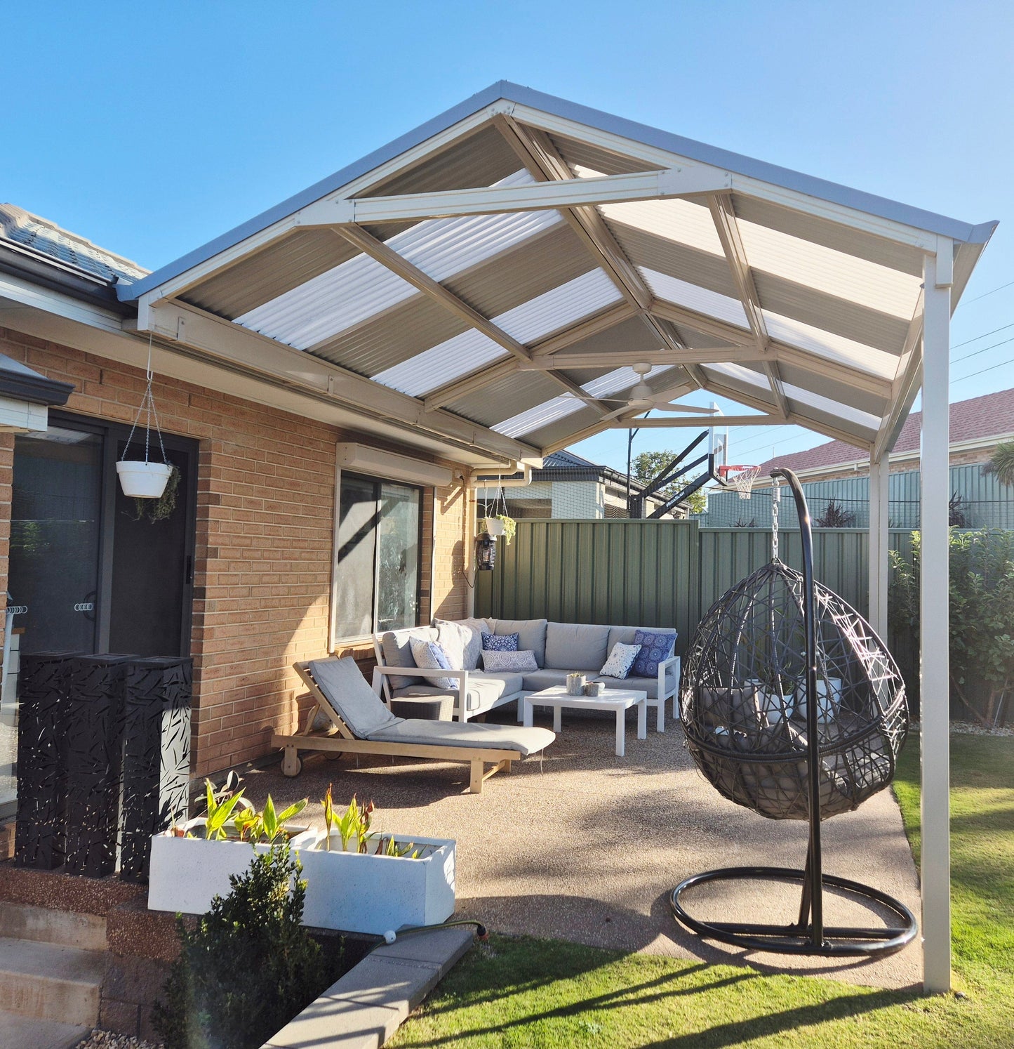 SmartKits Australia Attached, Gable Patio Roof- 3m (L) x 3m (W).