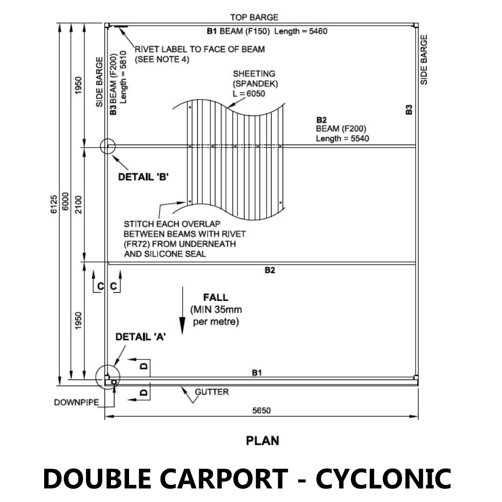 SmartKits Australia Flat Roof Carport-6m x 6m- Double Carport DIY Kit - SUPER SPECIAL