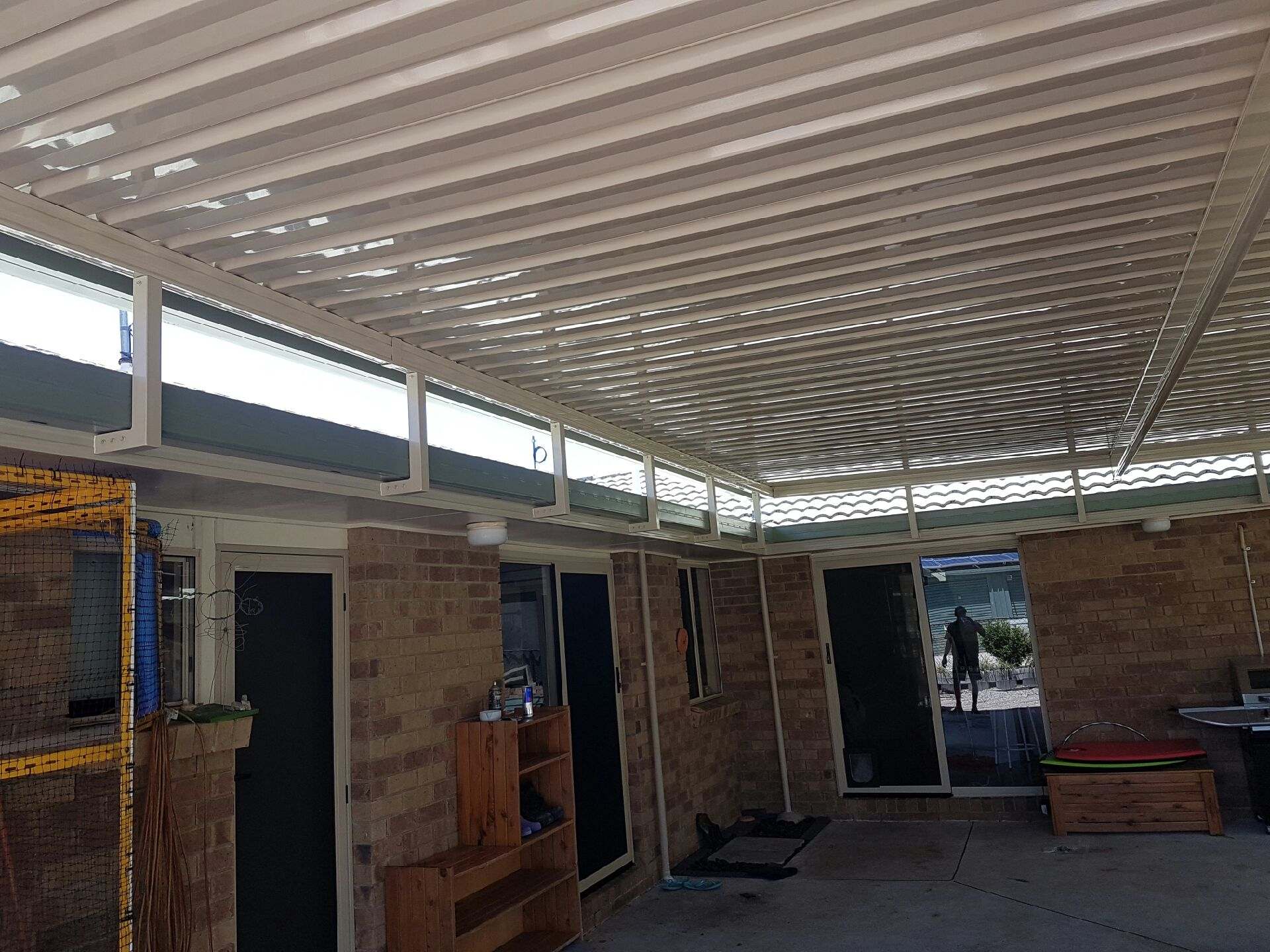 SmartKits Australia Attached, Flat Patio Roof- 12m (L) x 4m (W).