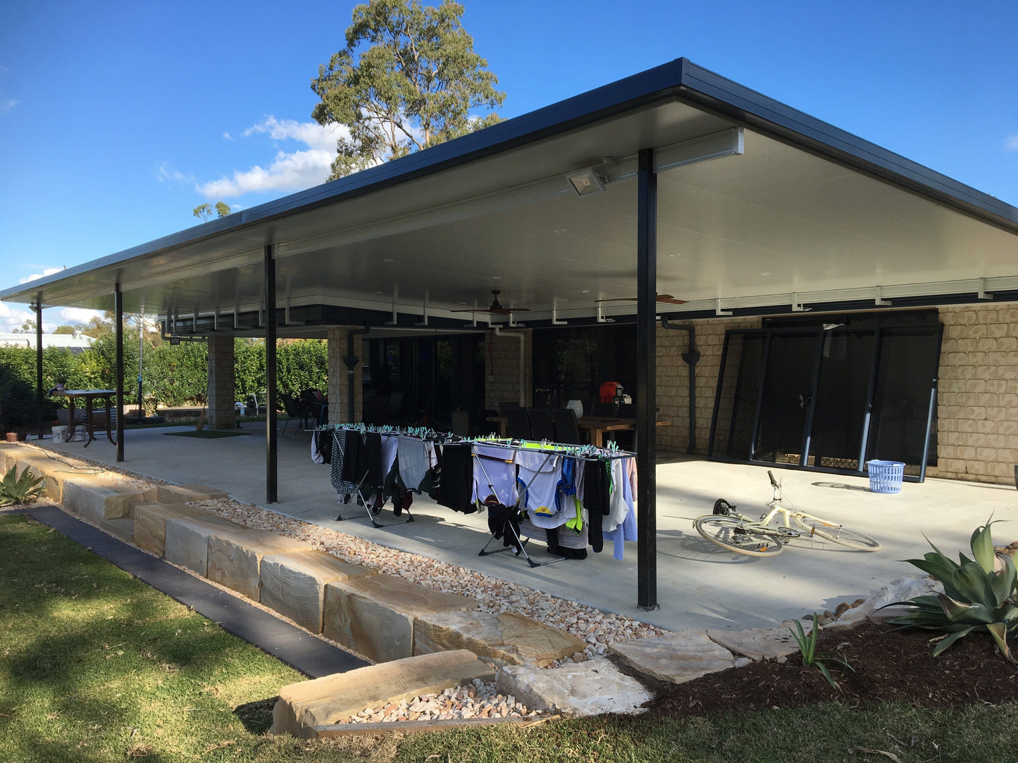SmartKits Australia Attached, Flat Patio Roof- 12m (L) x 5m (W).