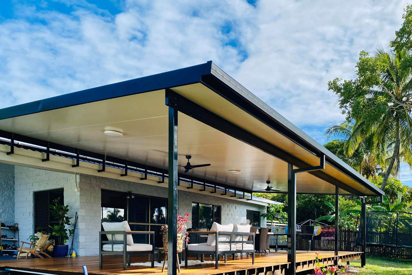 SmartKits Australia Attached, Flat Patio Roof- 12m (L) x 5m (W).