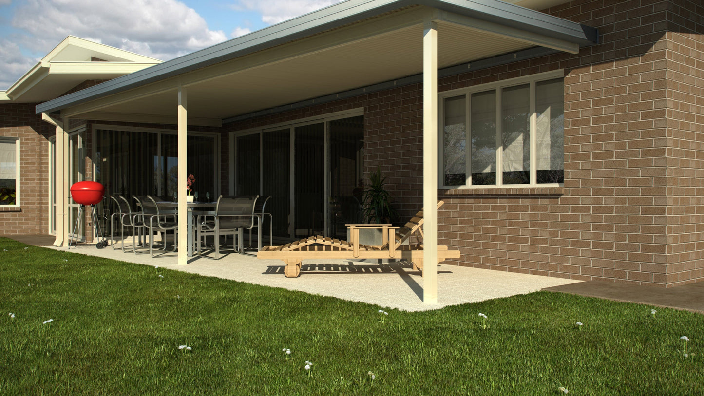 SmartKits Australia Attached, Flat Patio Roof- 3m (L) x 3m (W).