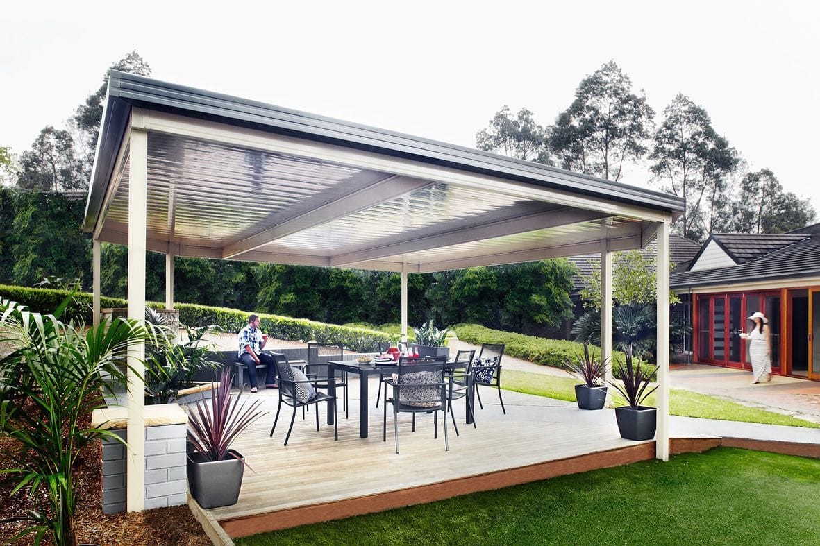 SmartKits Australia Attached, Flat Patio Roof- 3m (L) x 3m (W).