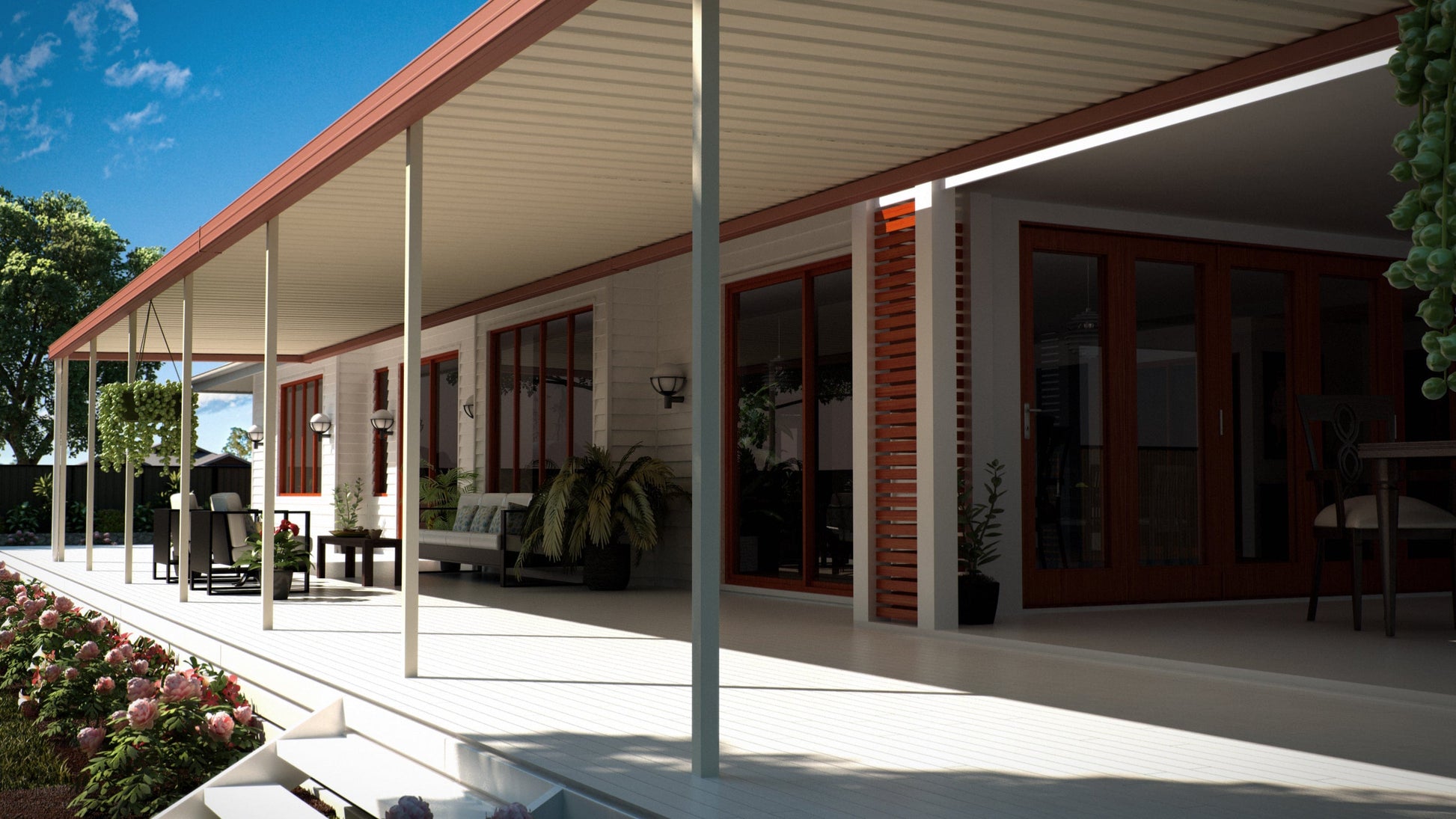 SmartKits Australia Attached, Flat Patio Roof- 8m (L) x 5m (W).