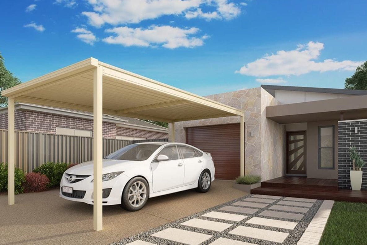 SmartKits Australia Flat Roof Carport- 6m (L) x 3m (W) - With Options
