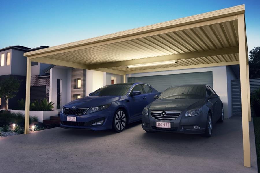 SmartKits Australia Flat Roof Carport- 8m (L) x 6m (W).