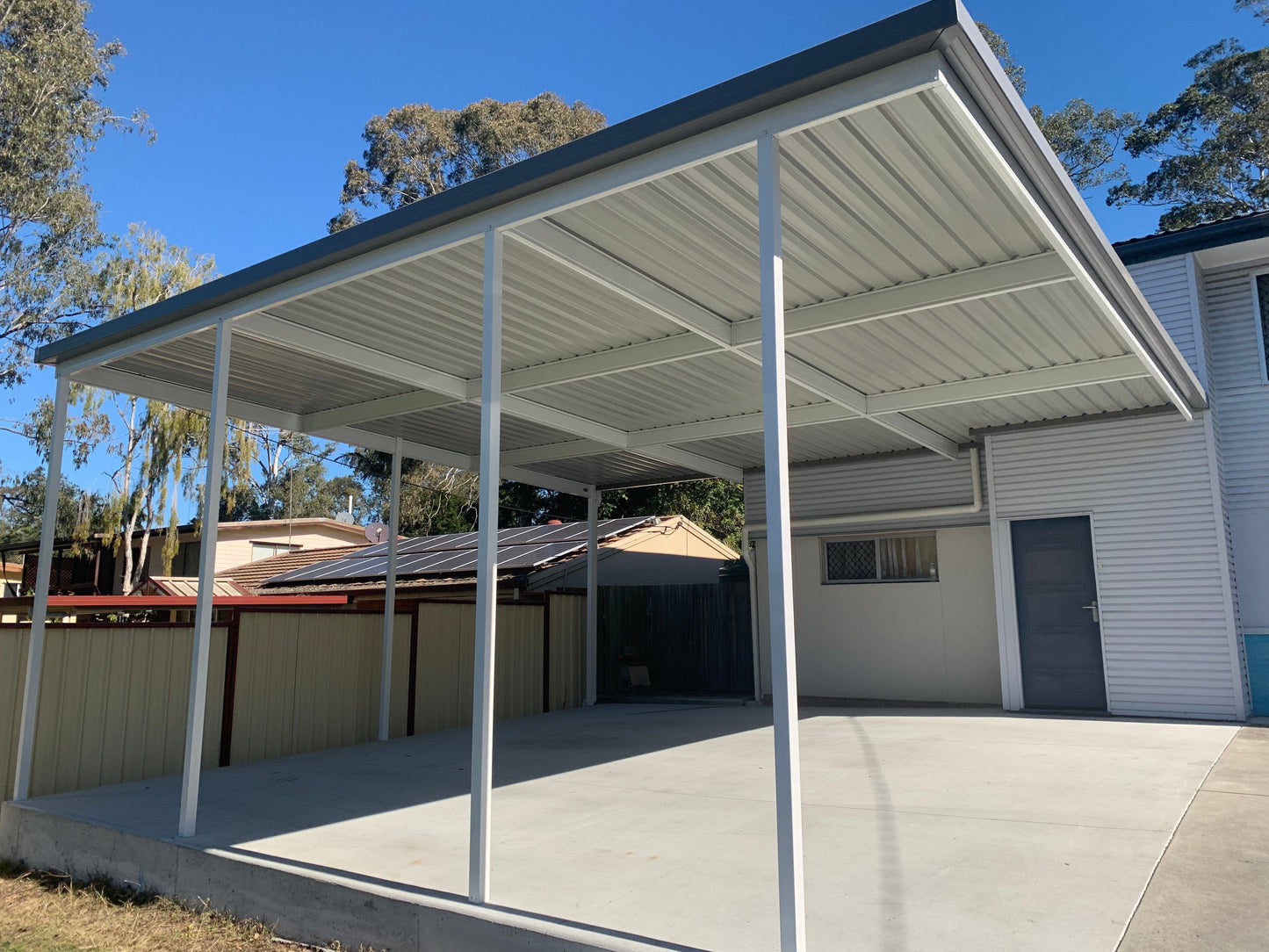 SmartKits Australia Flat Roof Carport- 8m (L) x 6m (W).
