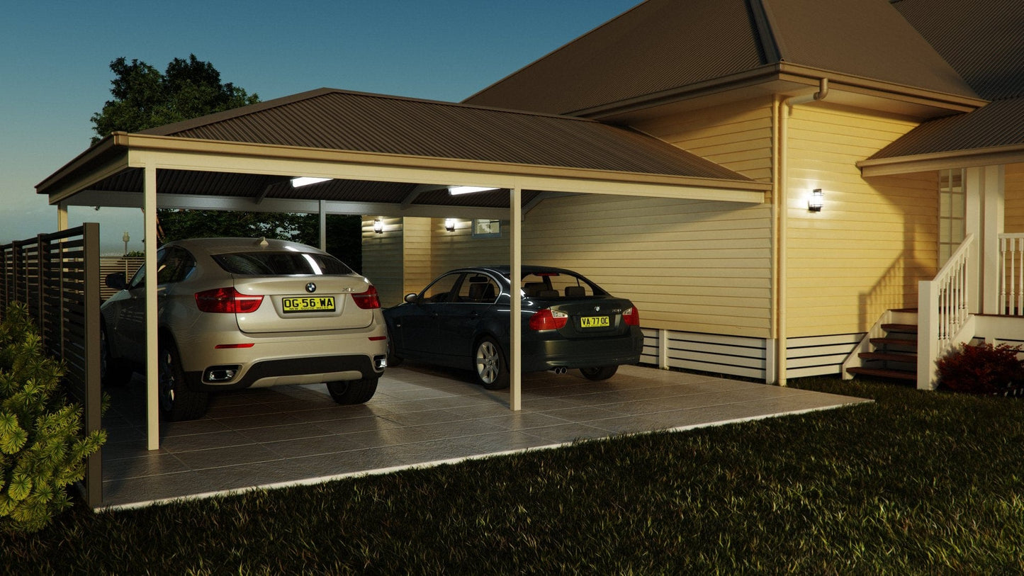 SmartKits Australia Hip Roof Carport- 6m (L) x 6m (W).