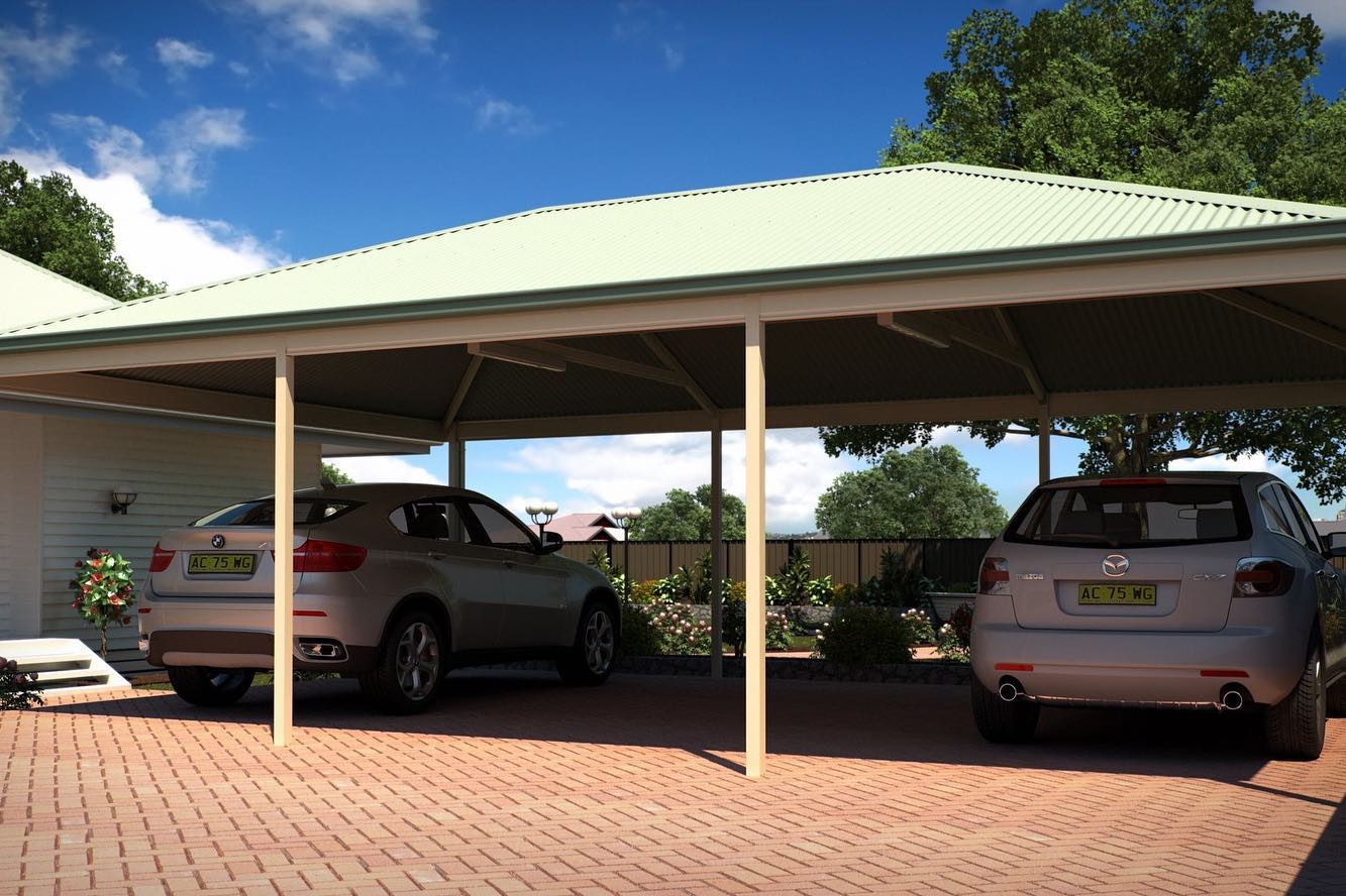 SmartKits Australia Hip Roof Carport- 6m (L) x 6m (W).
