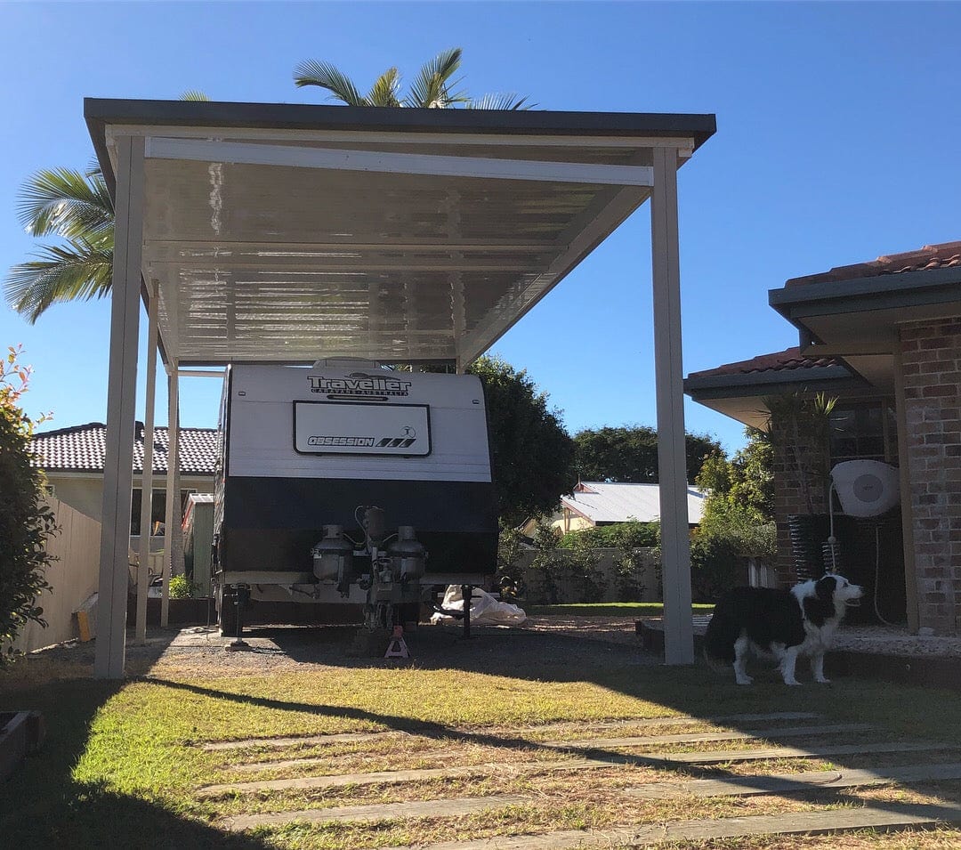 SmartKits Australia Skillion Caravan/Boatport- 10m (L) x 4m (W).