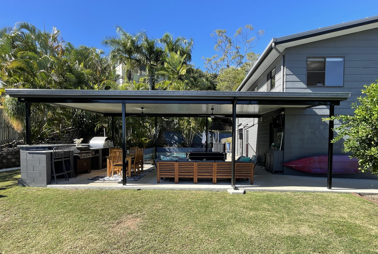 SmartKits Australia Attached, Flat Patio Roof- 6m (L) x 5m (W).