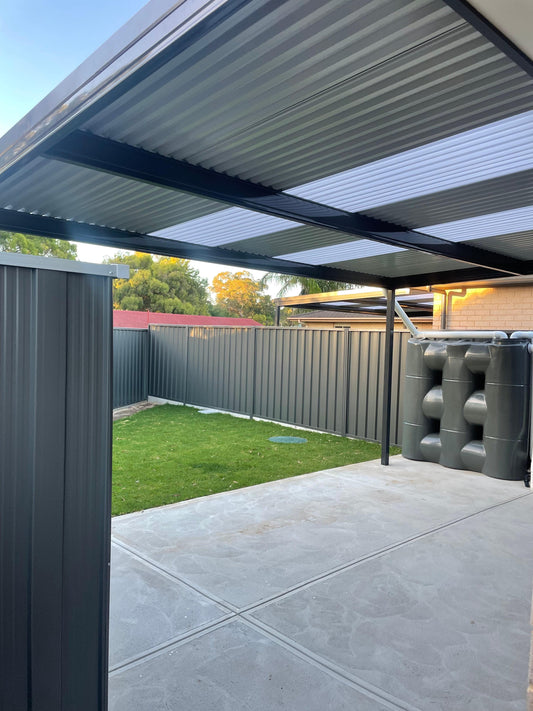 SmartKits Australia Attached, Flat Patio Roof- 8m (L) x 4m (W).