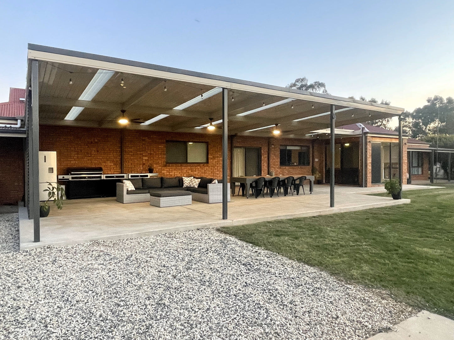 SmartKits Australia Attached, Flat Patio Roof- 8m (L) x 6m (W).
