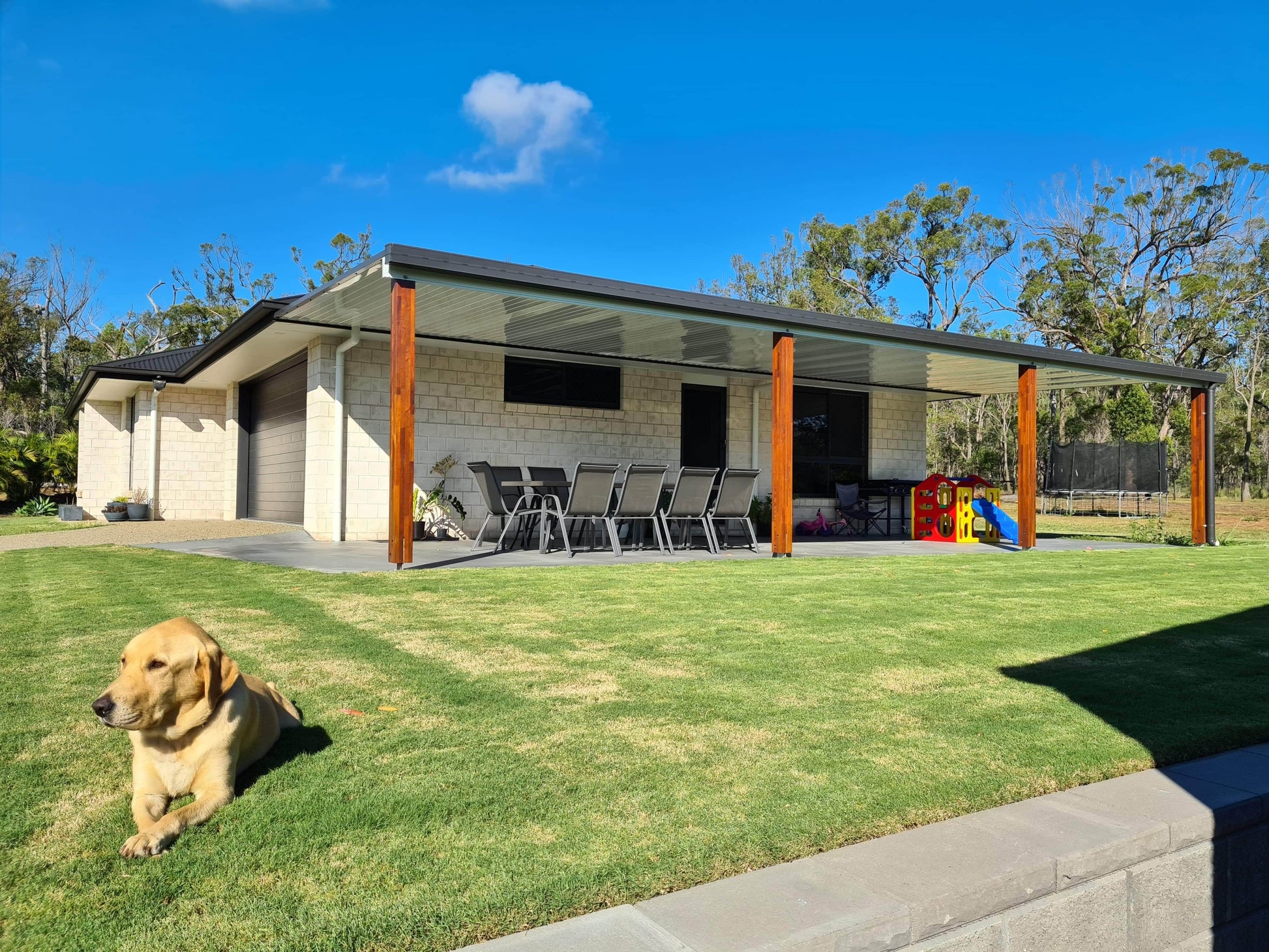 SmartKits Australia Attached, Flat Patio Roof- 8m (L) x 6m (W).