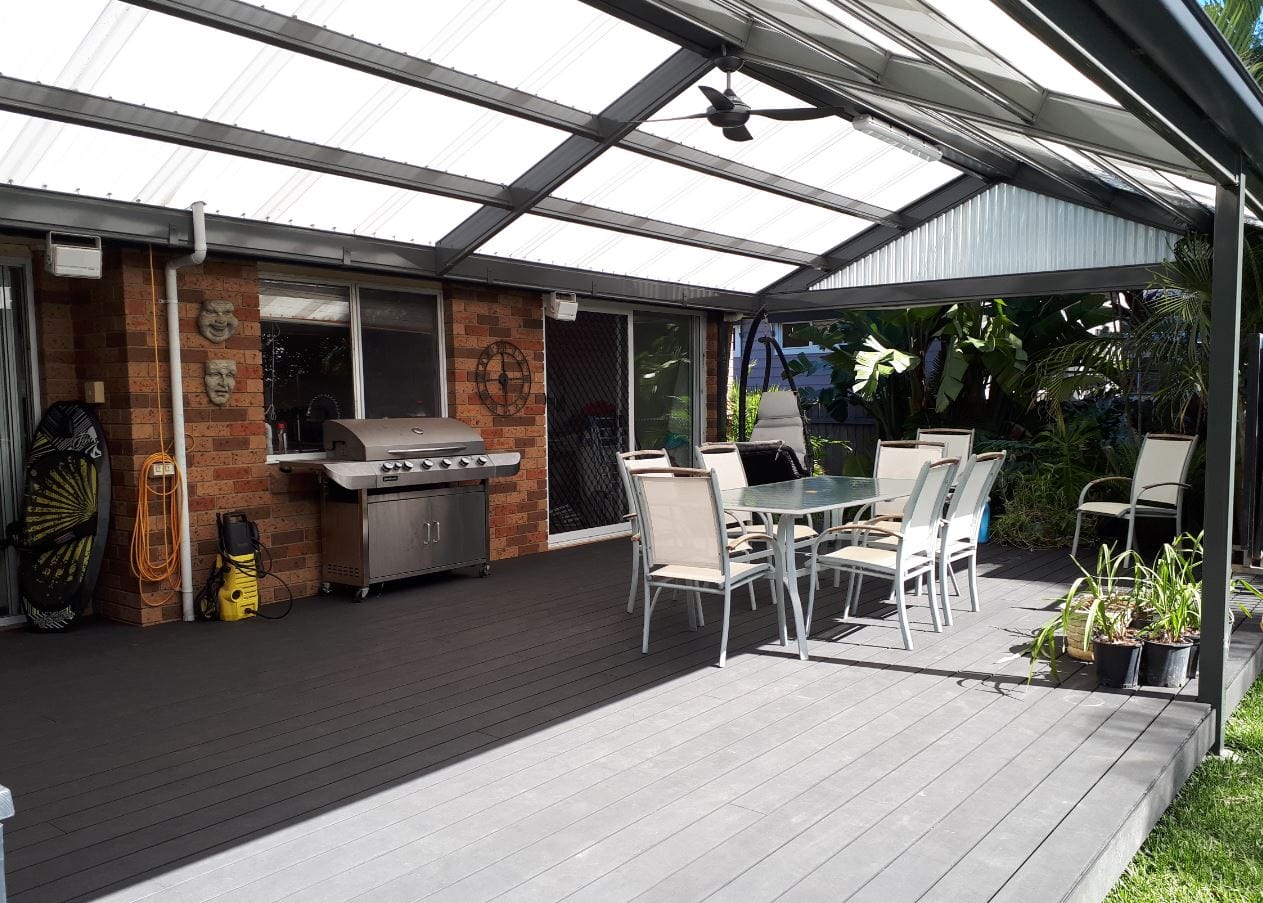 SmartKits Australia Attached, Gable Patio Roof- 3m (L) x 3m (W).