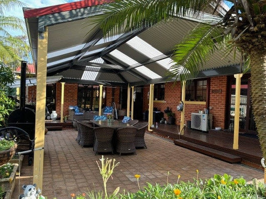 SmartKits Australia Attached, Gable Patio Roof- 3m (L) x 3m (W).