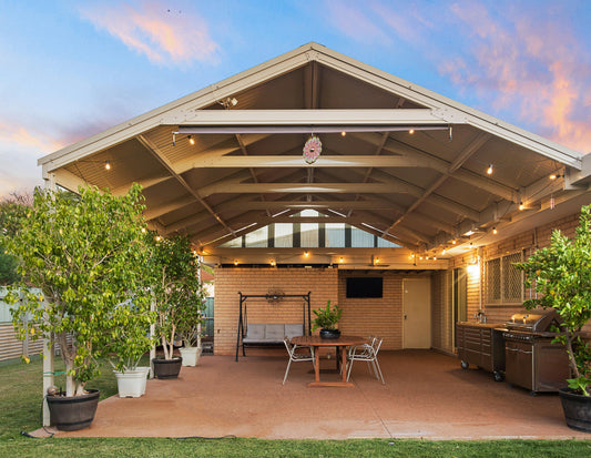 SmartKits Australia Attached, Gable Patio Roof- 3m (L) x 3m (W).