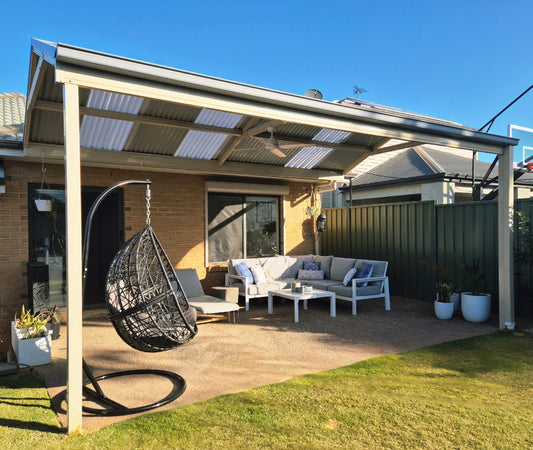 SmartKits Australia Attached, Gable Patio Roof- 3m (L) x 3m (W).