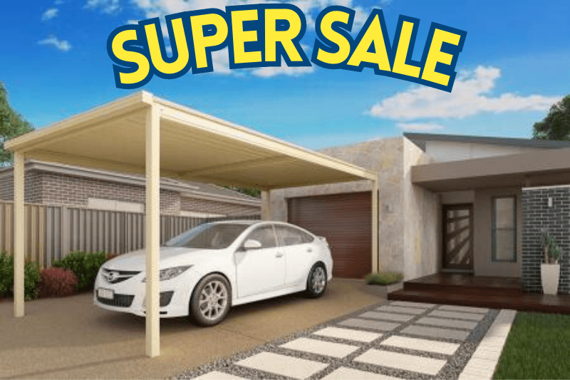 SmartKits Australia Flat Roof Carport- 6m (L) x 3m (W) - Single Carport DIY Kit - SUPER SPECIAL