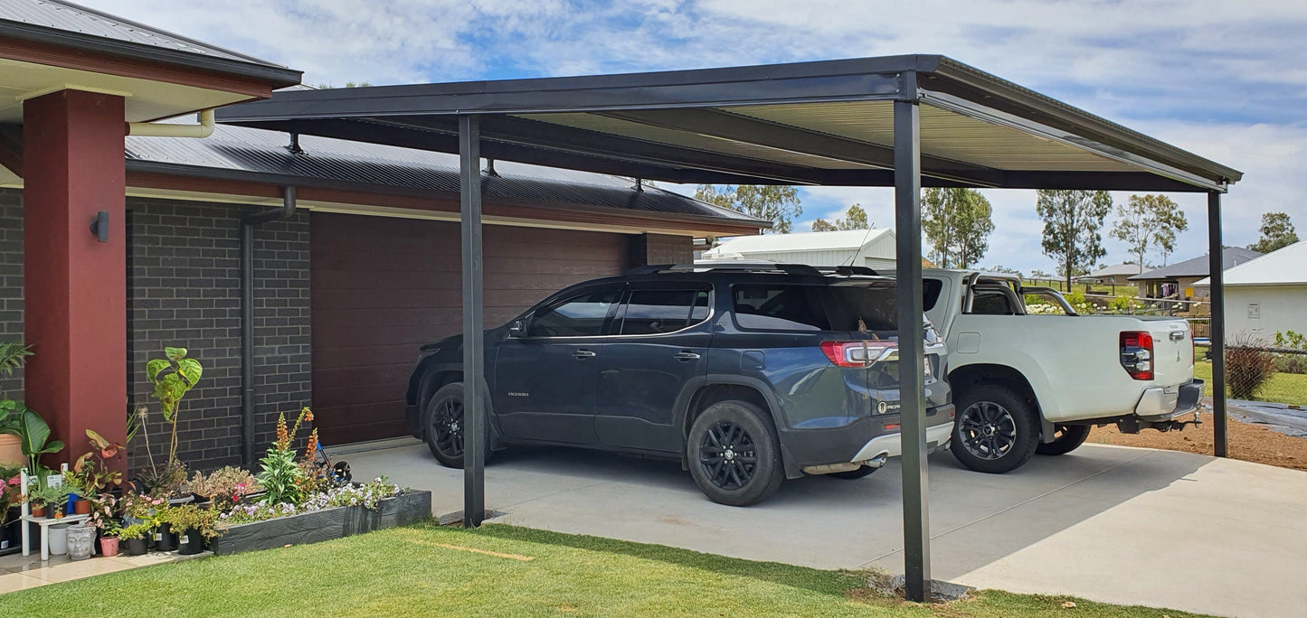 SmartKits Australia Flat Roof Carport- 6m (L) x 6m (W) - With Options