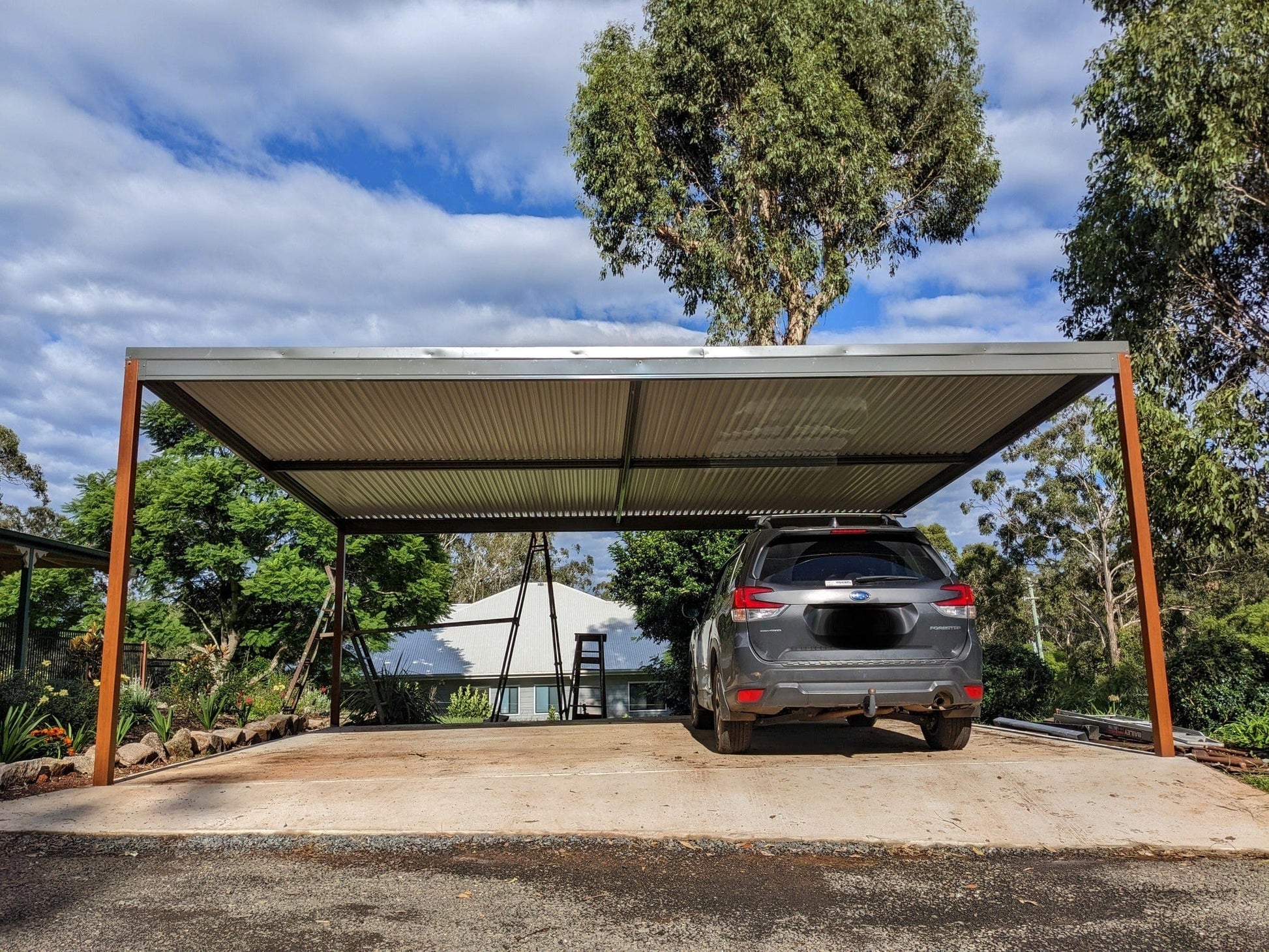 SmartKits Australia Flat Roof Carport- 8m (L) x 8m (W).