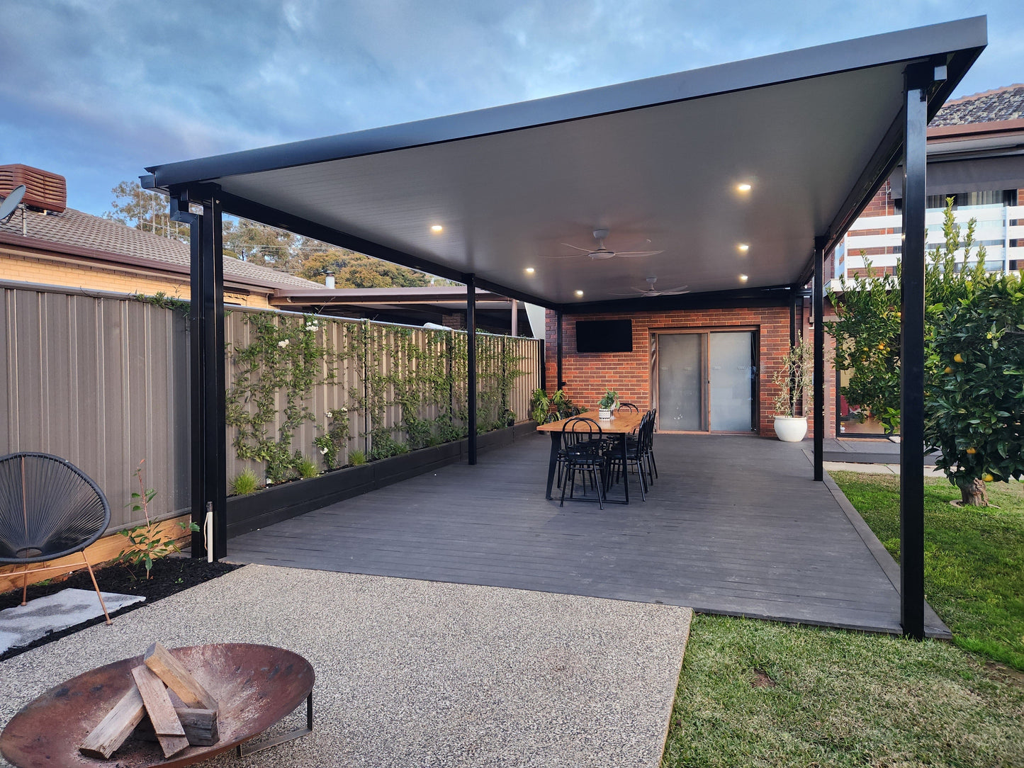 SmartKits Australia Free Standing, Flat Patio Roof- 3m (L) x 3m (W).