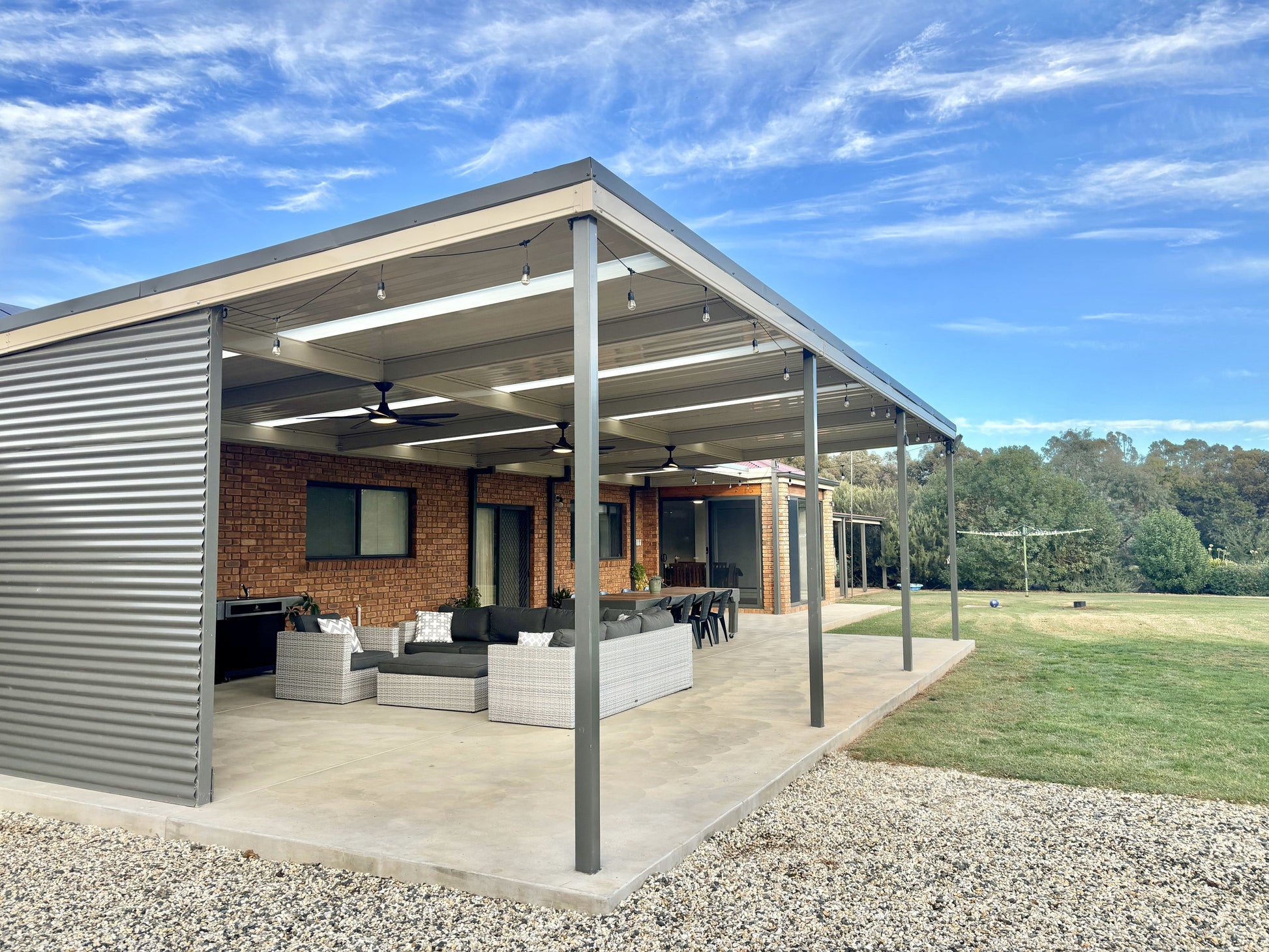 SmartKits Australia Free Standing, Flat Patio Roof- 3m (L) x 3m (W).