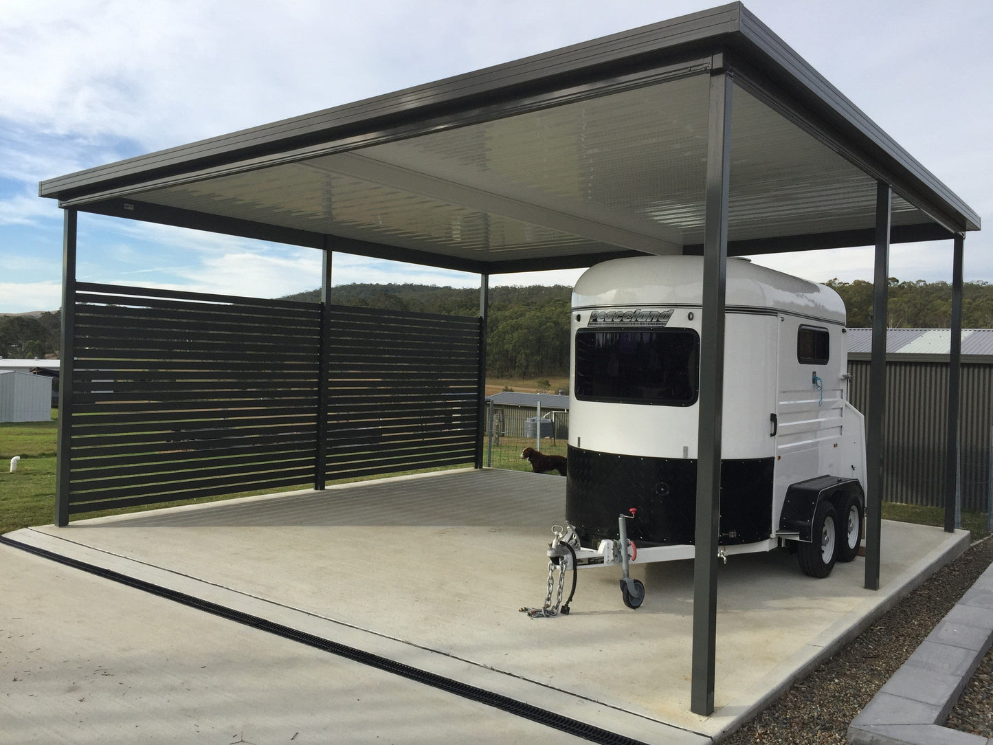 SmartKits Australia Skillion Caravan/Boatport- 10m (L) x 4m (W).