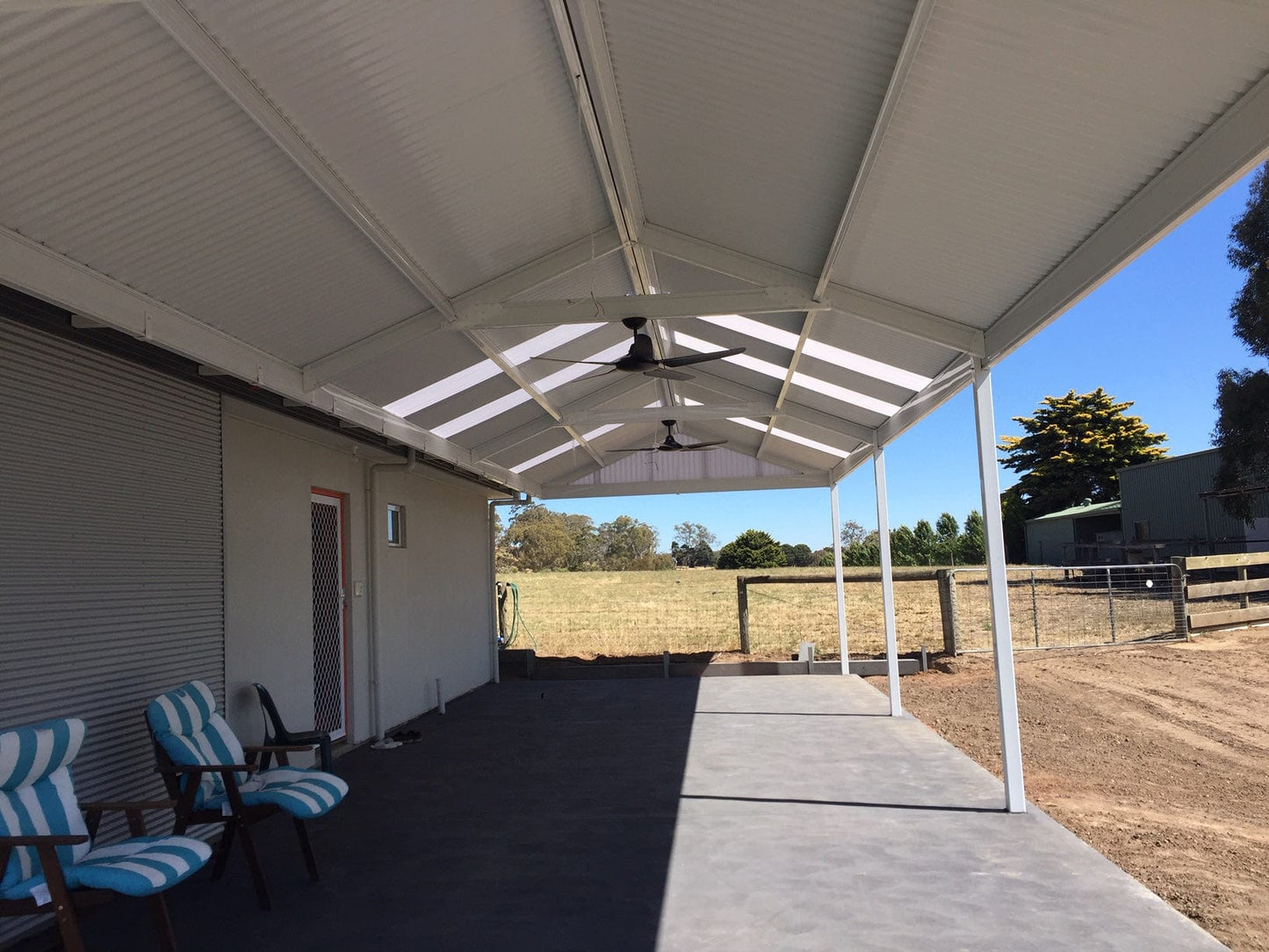 SmartKits Australia Attached, Gable Patio Roof- 12m (L) x 6m (W).