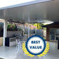 SmartKits Australia Best Value Attached, Flat Patio Roof- 6m (L) x 4m (W).