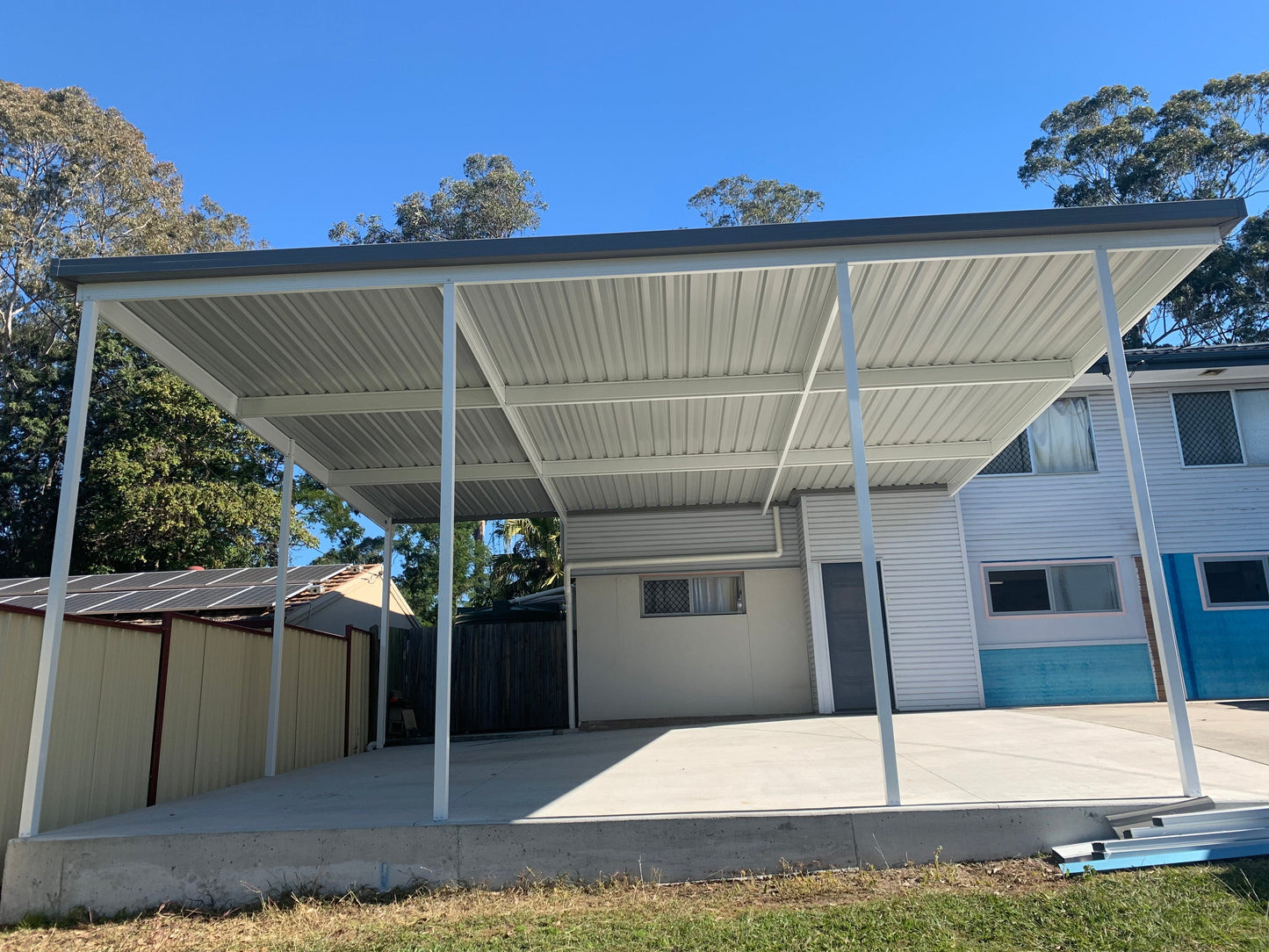 SmartKits Australia Flat Roof Carport- 8m (L) x 6m (W).