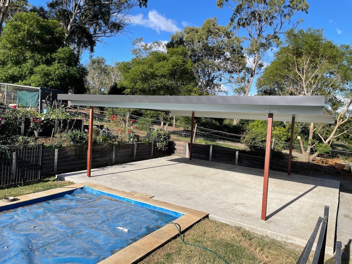 SmartKits Australia Free Standing, Flat Patio Roof- 10m (L) x 5m (W).