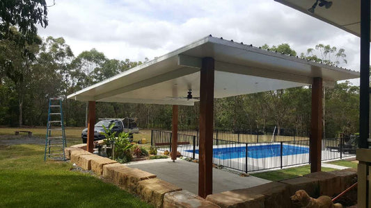 SmartKits Australia Free Standing, Flat Patio Roof- 12m (L) x 5m (W).