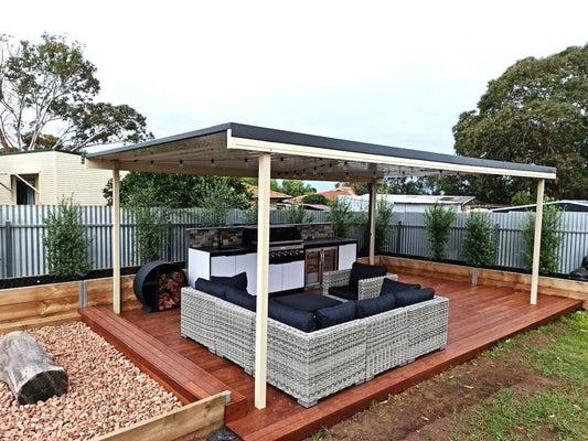 SmartKits Australia Free Standing, Flat Patio Roof- 6m (L) x 3m (W).