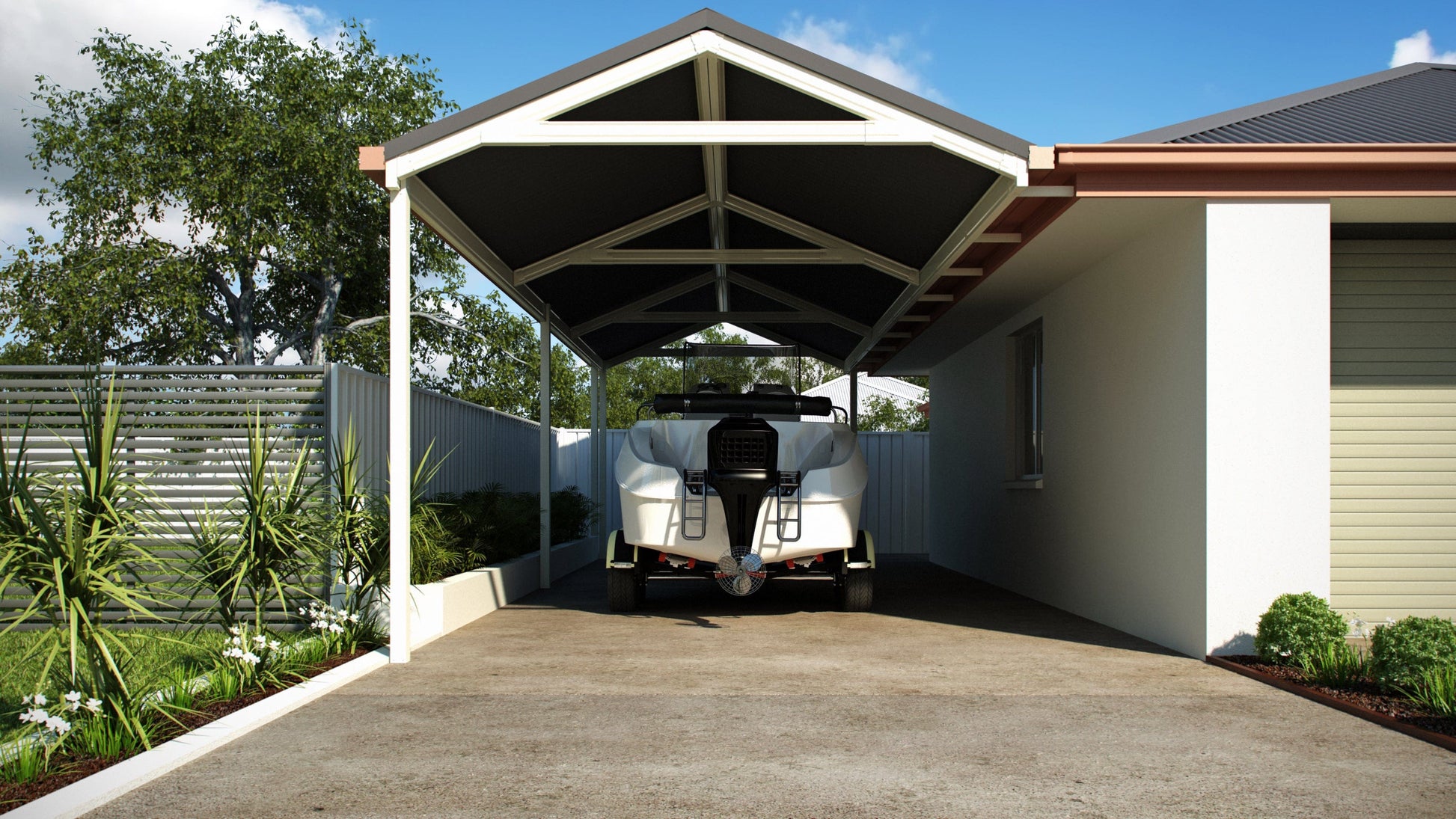 SmartKits Australia Gable Roof Carport- 6m (L) x 4m (W).