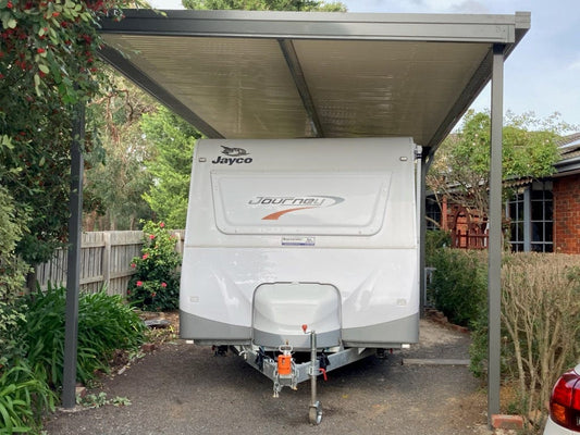 SmartKits Australia Skillion Caravan/Boatport- 10m (L) x 4m (W).